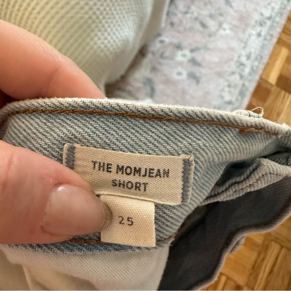 Madewell The Momjean Shorts Fitzgerald Wash Light Raw Edge High Waist Button 25 - Picture 7 of 8